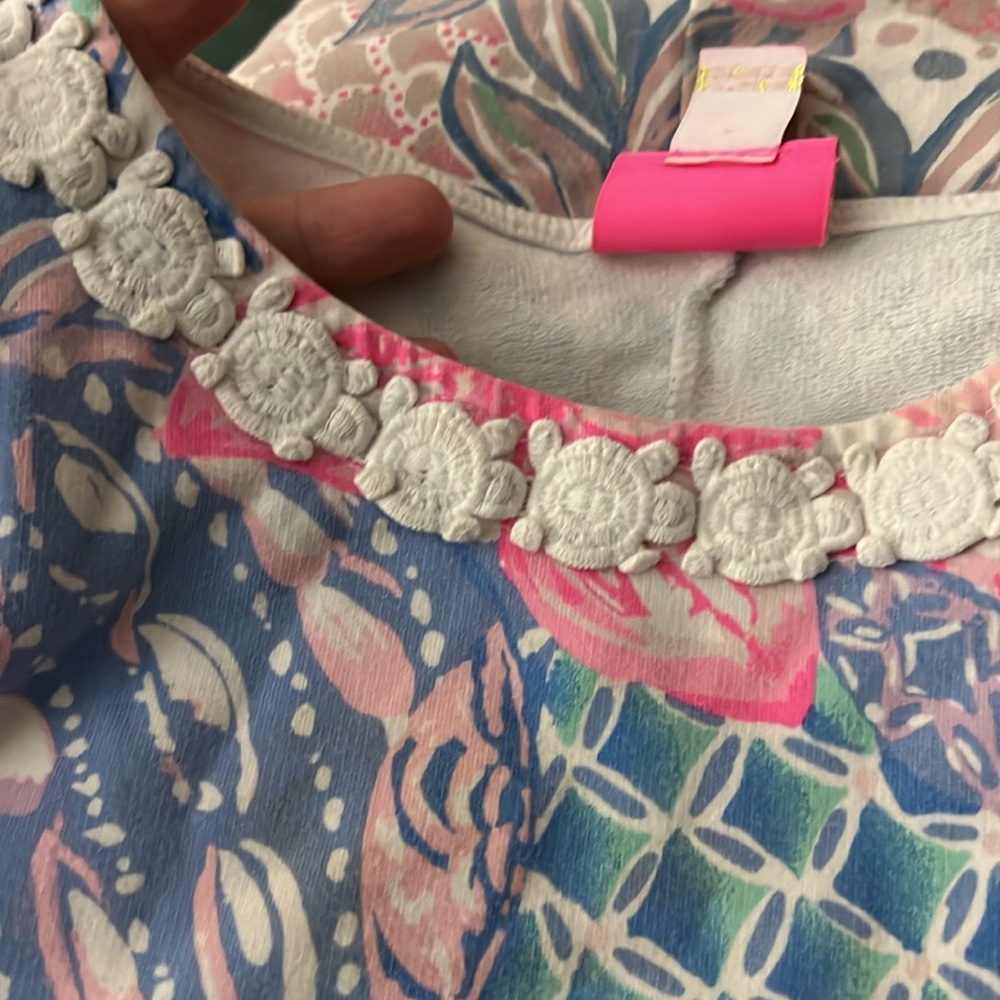 Lilly Pulitzer Pink & Blue Floral Pineapple Shift Dress - Girls - Picture 8 of 8